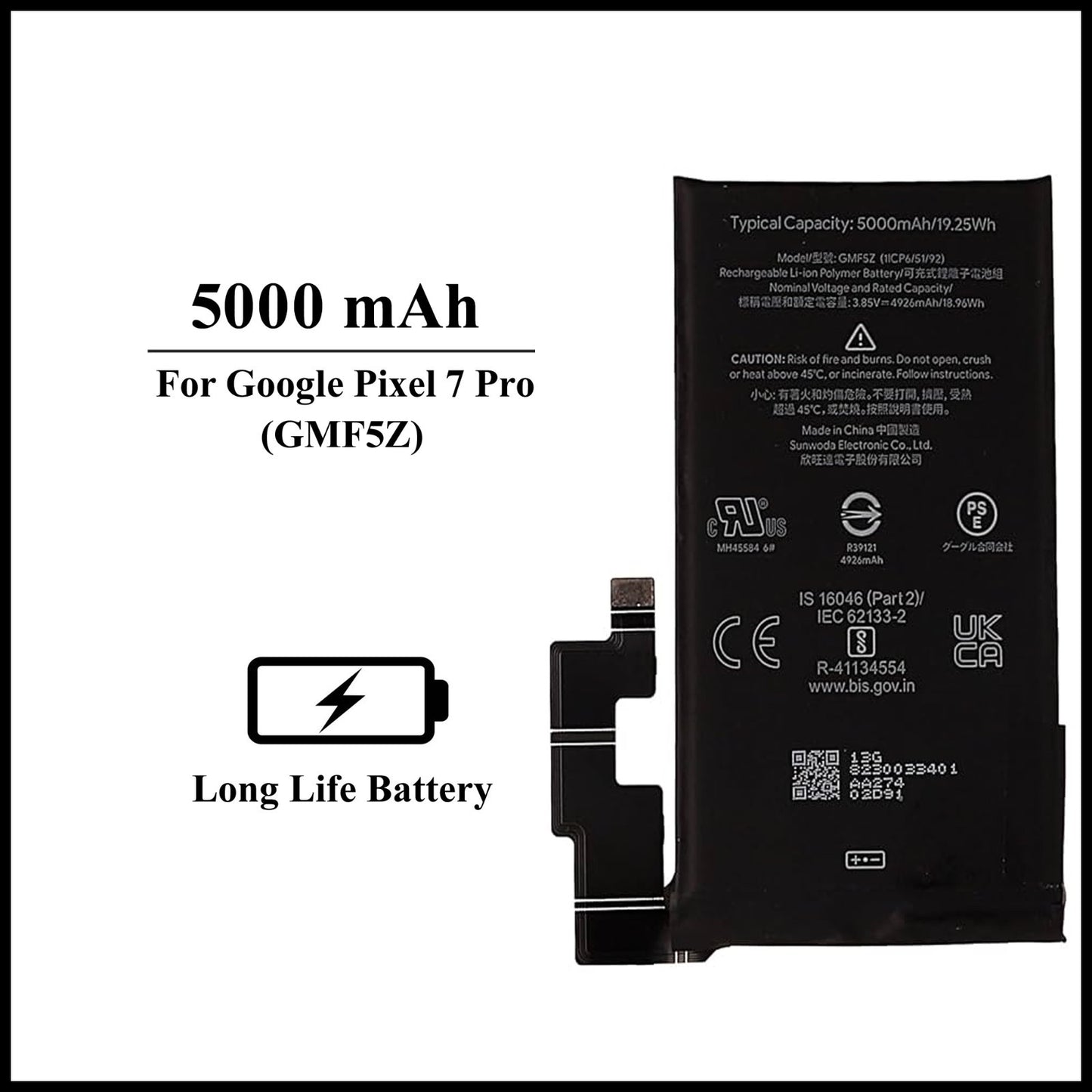 For Google Pixel 7 Pro (GMF5Z) 5000mAh+ Internal Replacement Battery