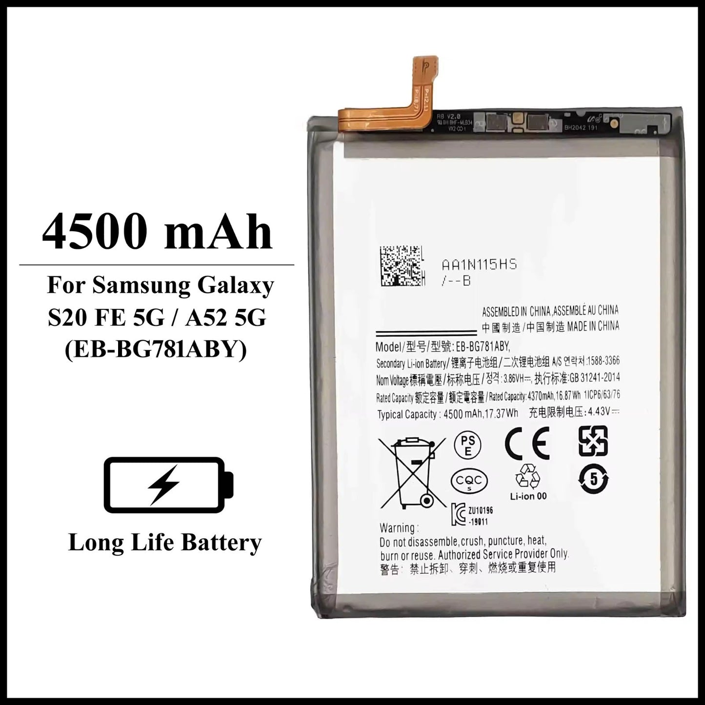 For Samsung Galaxy S20 FE 5G(G781B) /A52 5G (A526B) 4500mAh+ Replacement Battery