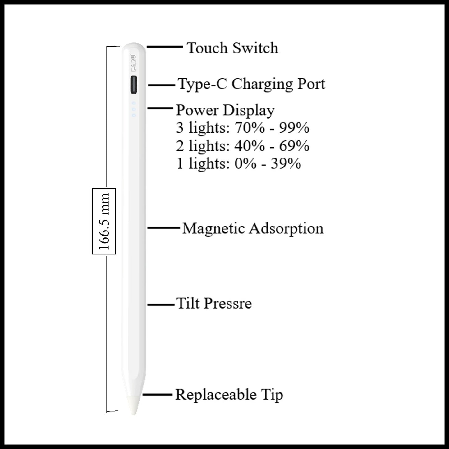 For Dadu Active Capacitive Stylus Pen- Rechargeable, Magnetic, For iPad/Tablet