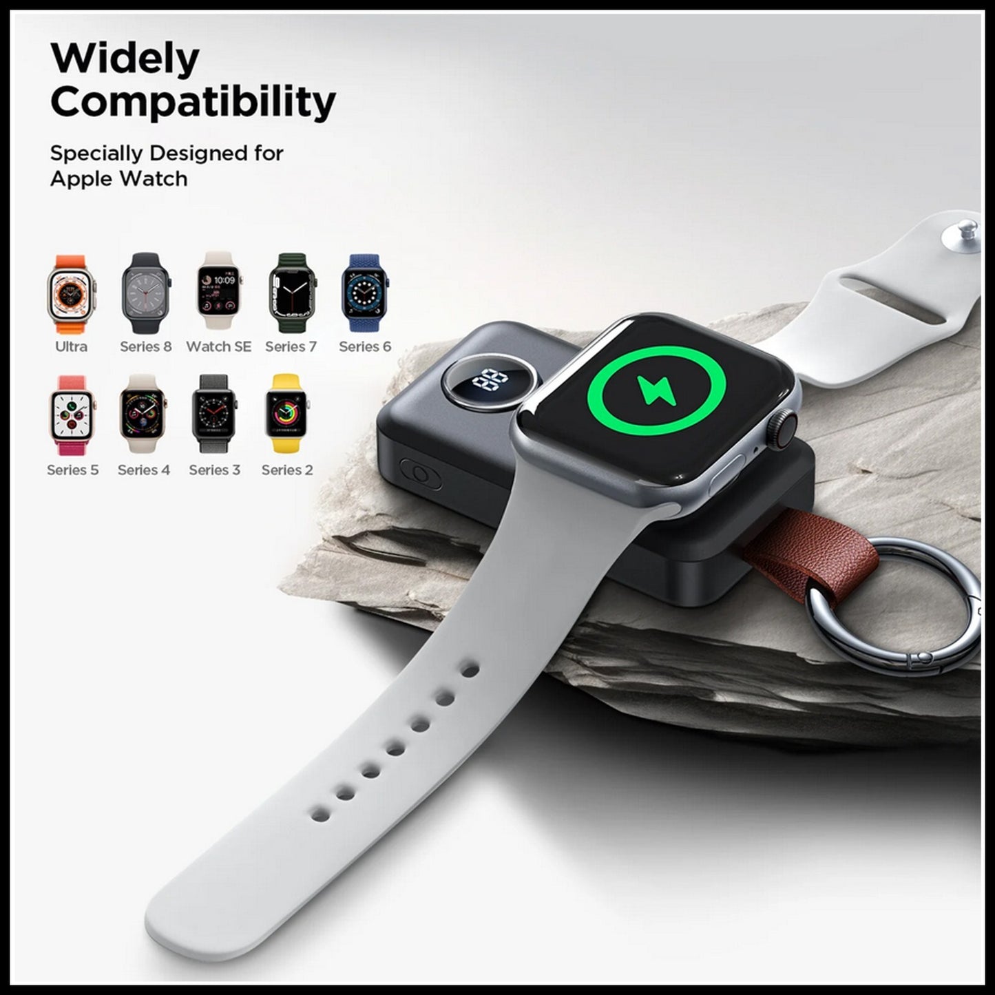 For Joyroom 2000mAh Portable Watch Wireless Charger -Digital Display & Keychain