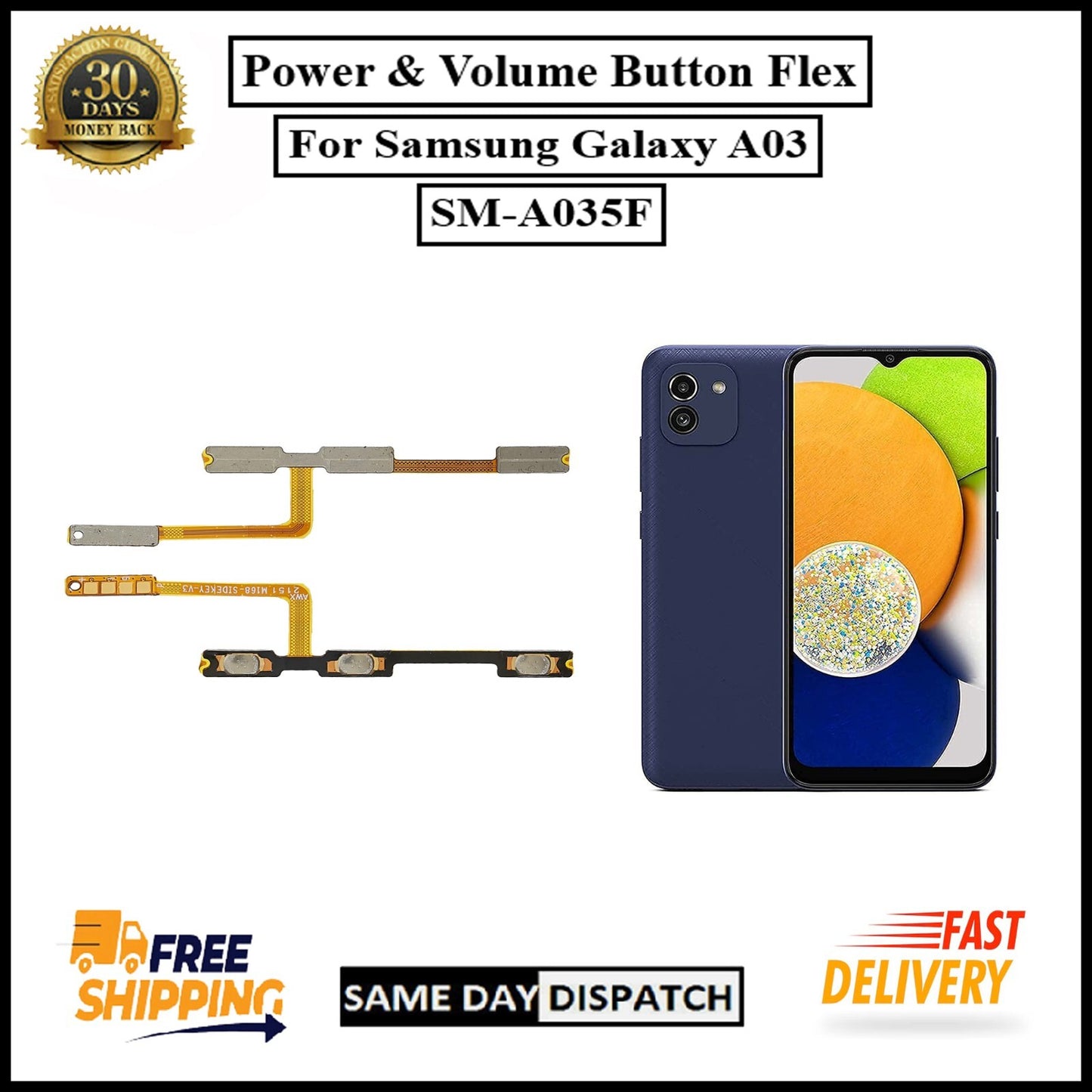 For Samsung Galaxy A03 / A035F Power Flex Cable & Volume Button Flex Replacement