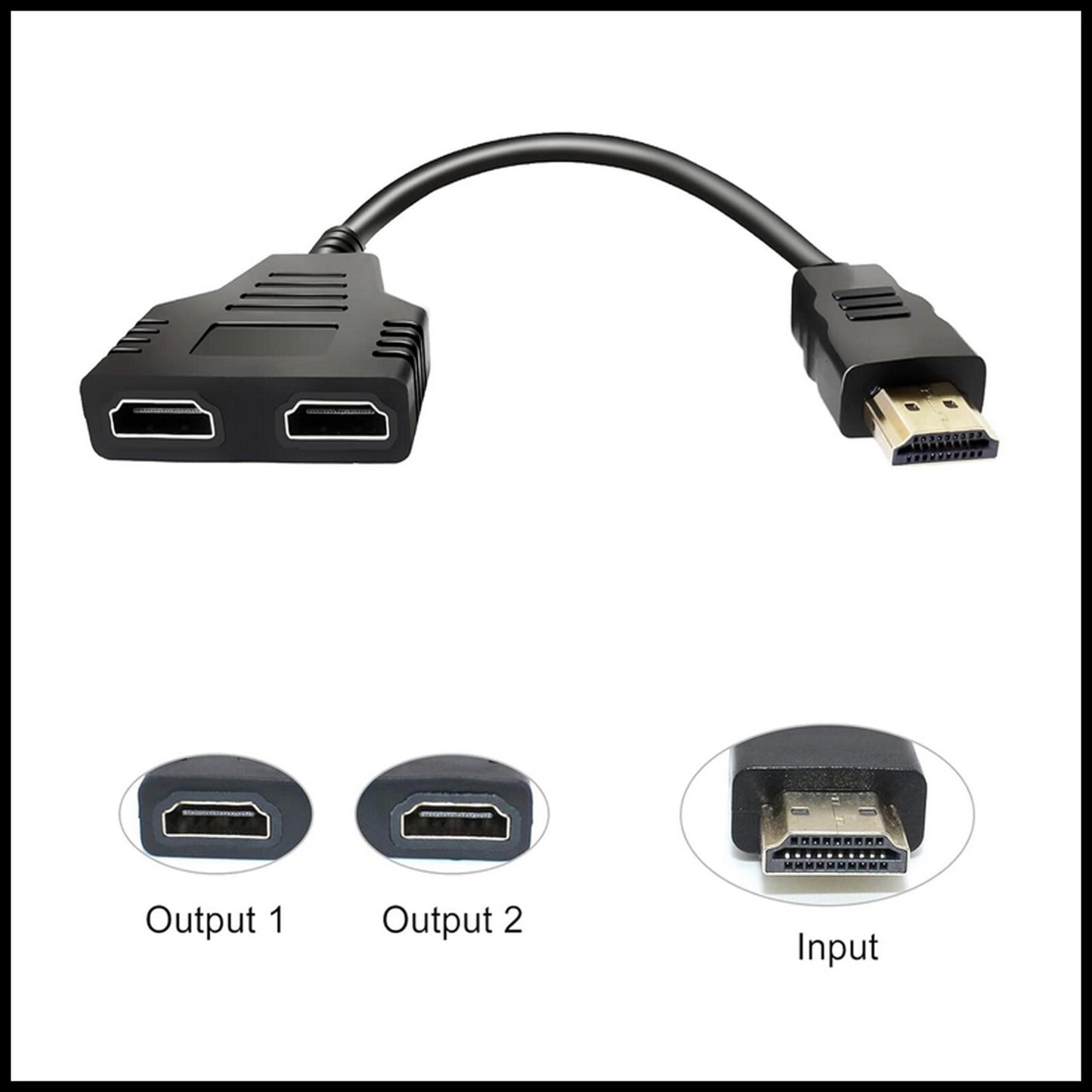 For HDMI Male to Dual Twin HDMI Female 1 in 2 Out Cable Adapter