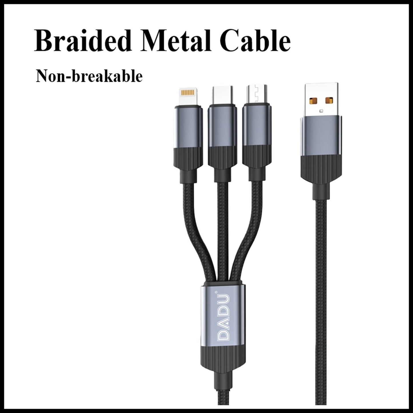 For Dadu 3-in-1 Multi Fast USB Charging Cable For iPhone/Type-C/Micro USB