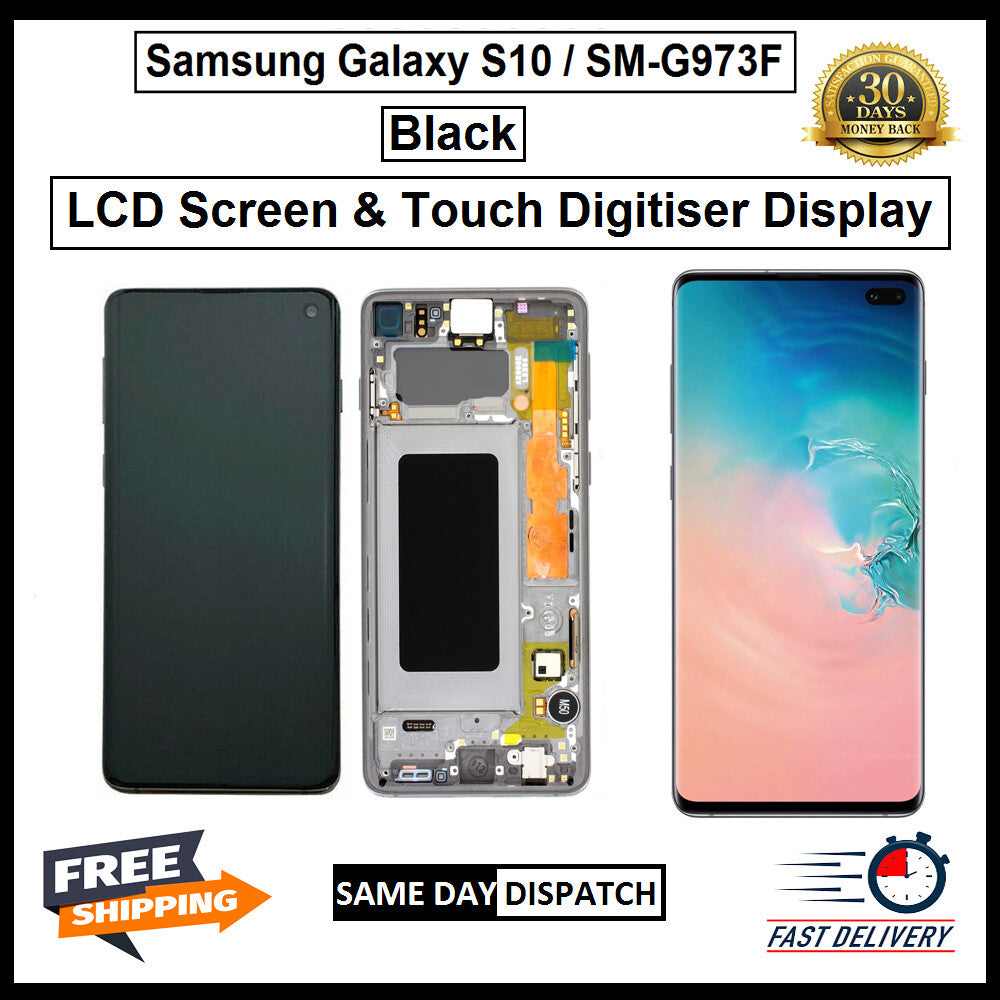 For Samsung Galaxy S10 / SM-G973F Black Display Screen Touch Replacement LCD