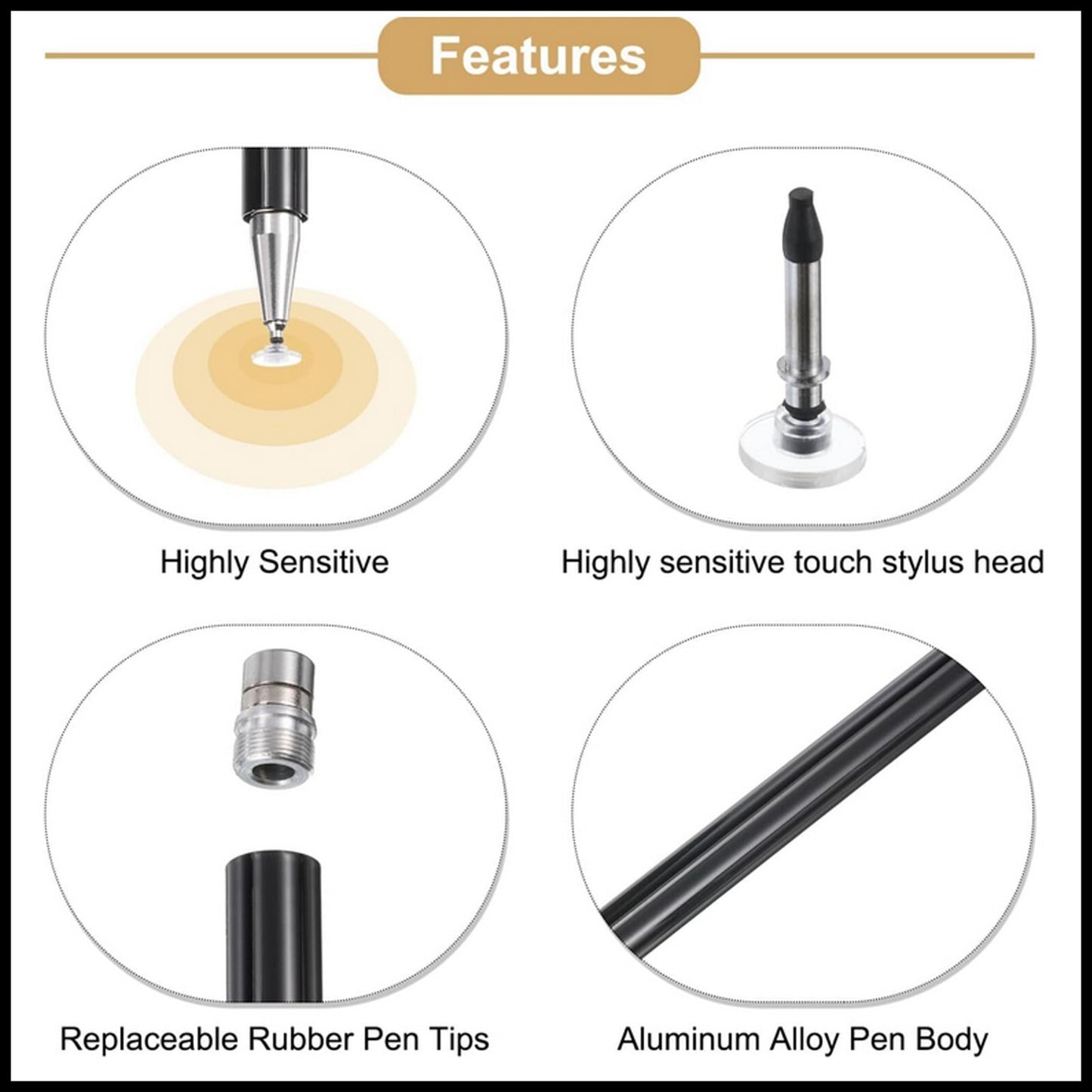 For Dadu Passive Capacitive Stylus Pen With Extra 2 Replaceable Tip