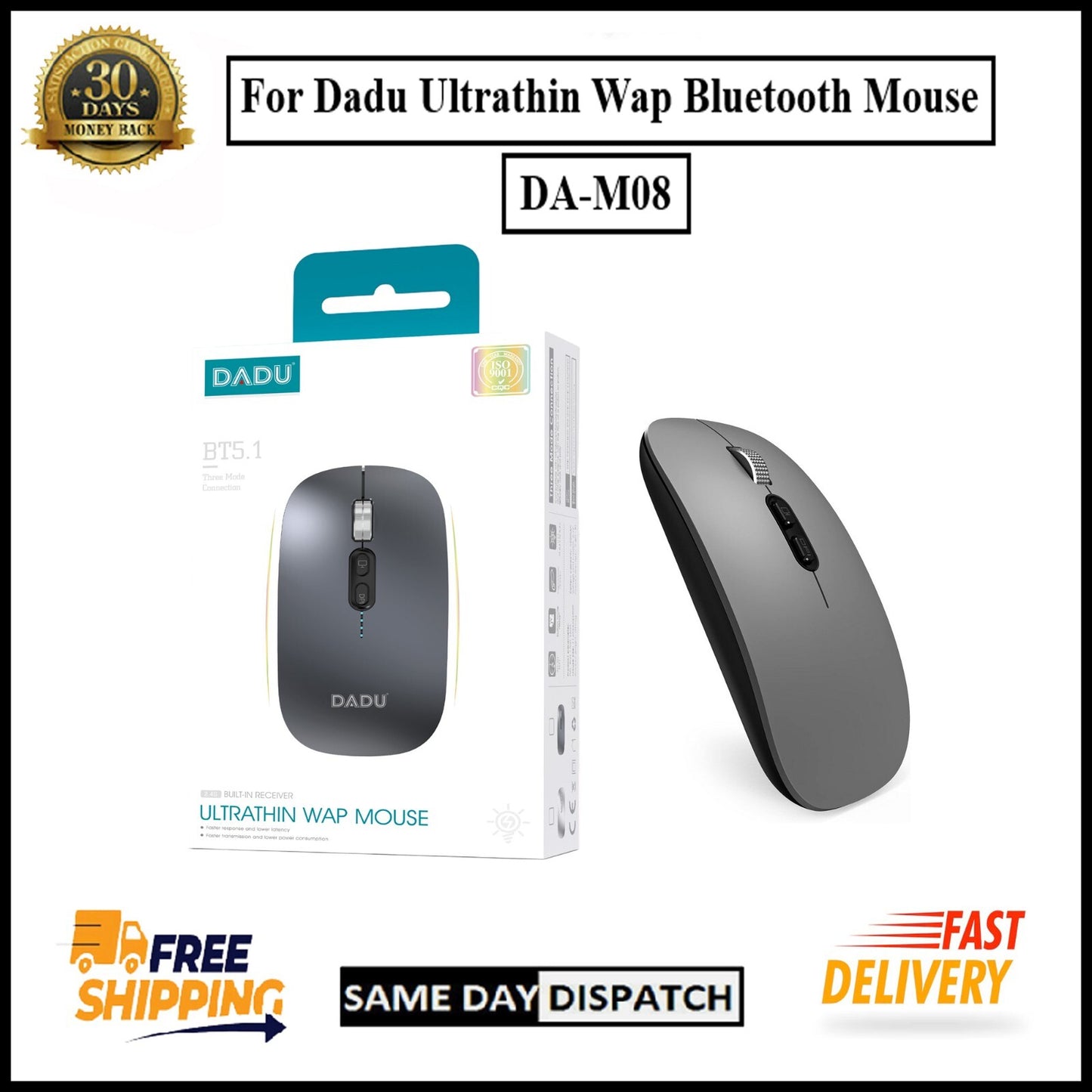For Dadu Ultrathin Wap USB + Bluetooth Wireless Mouse-3 Mode Connection Silent