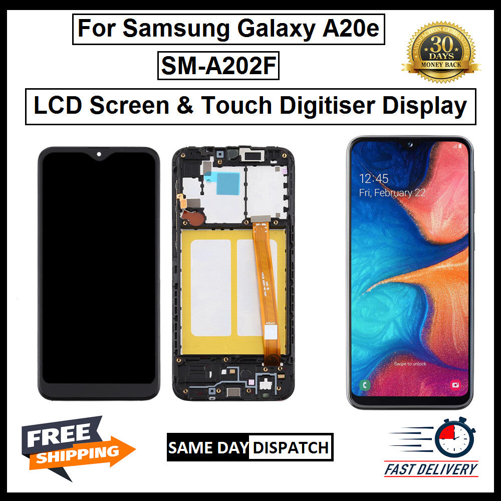 For Samsung Galaxy A20E / SM-A202F LCD With Frame Display Screen Replacement