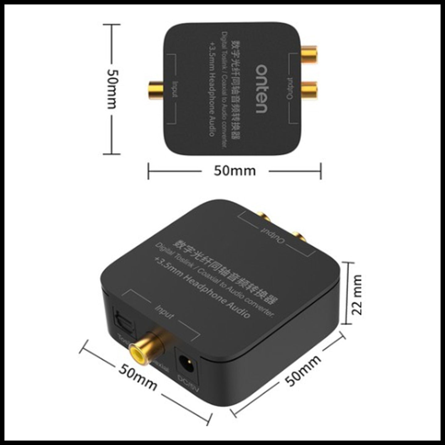 ONTEN Digital Optical Toslink / Coaxial to RCA R/L 3.5mm Audio Converter Adapter