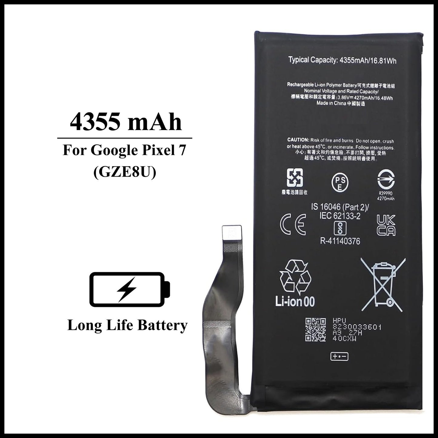 For Google Pixel 7 (GZE8U) 4355mAh+ Internal Replacement Battery