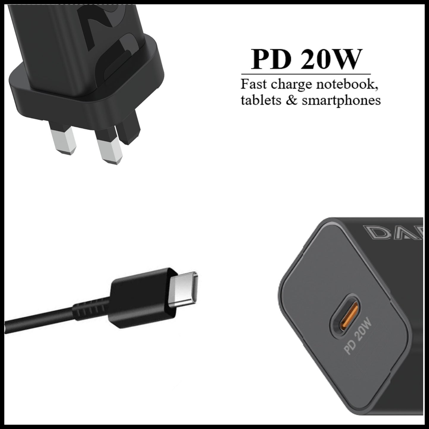 For Dadu 20W Type-C Power Adapter With Type-C to Type-C Fast Charger Cable