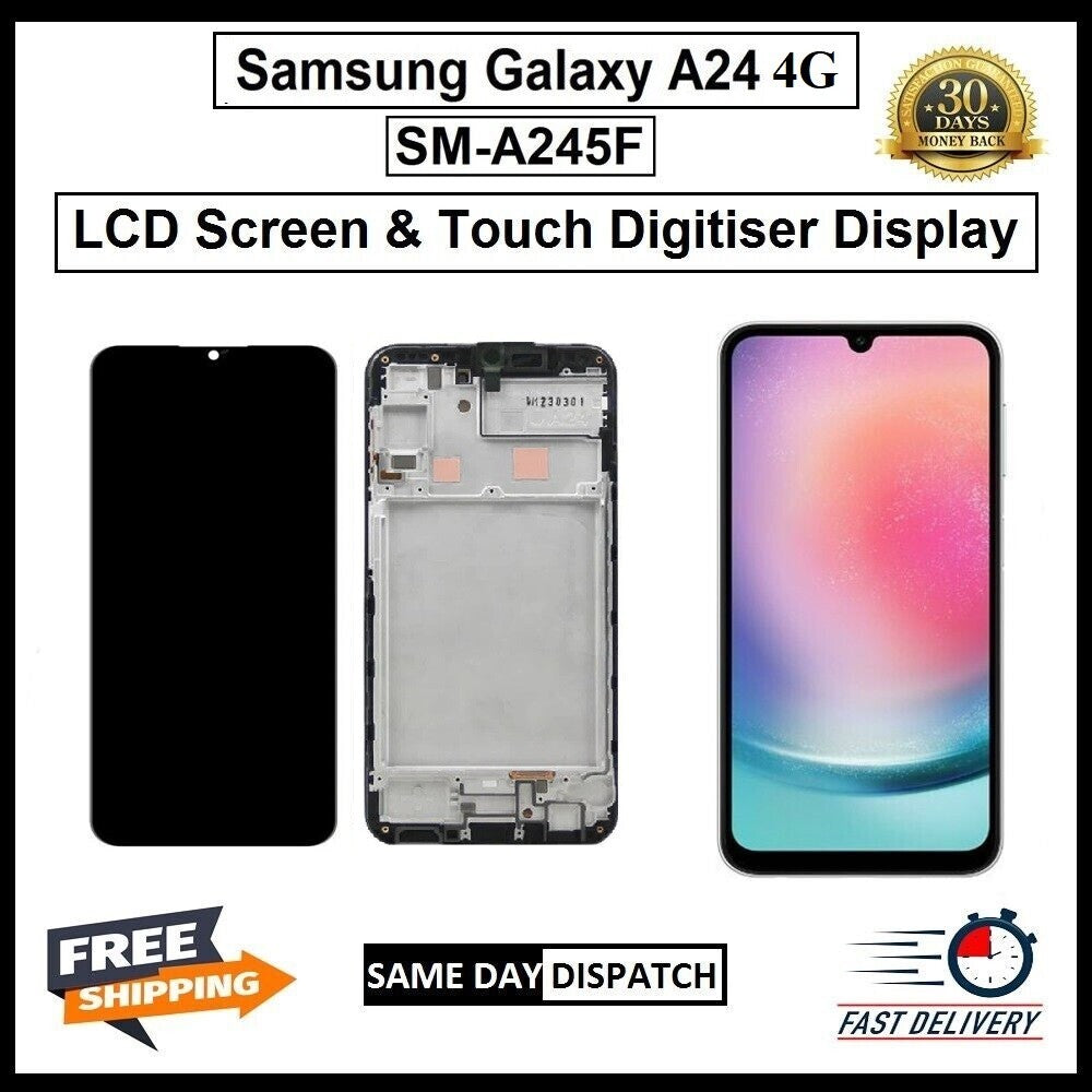 For Samsung Galaxy A24 4G / A245F Black Touch Screen LCD Replacement