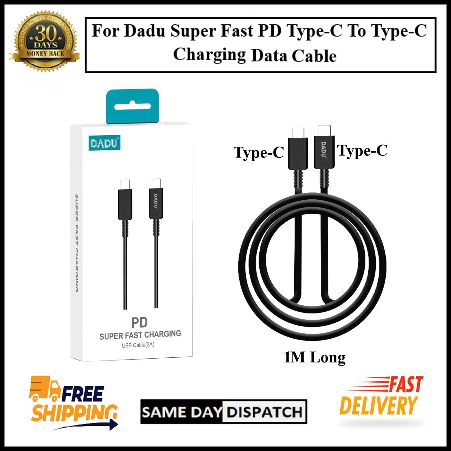 For Dadu Fast PD Type-C to Type-C Charging Cable-1M