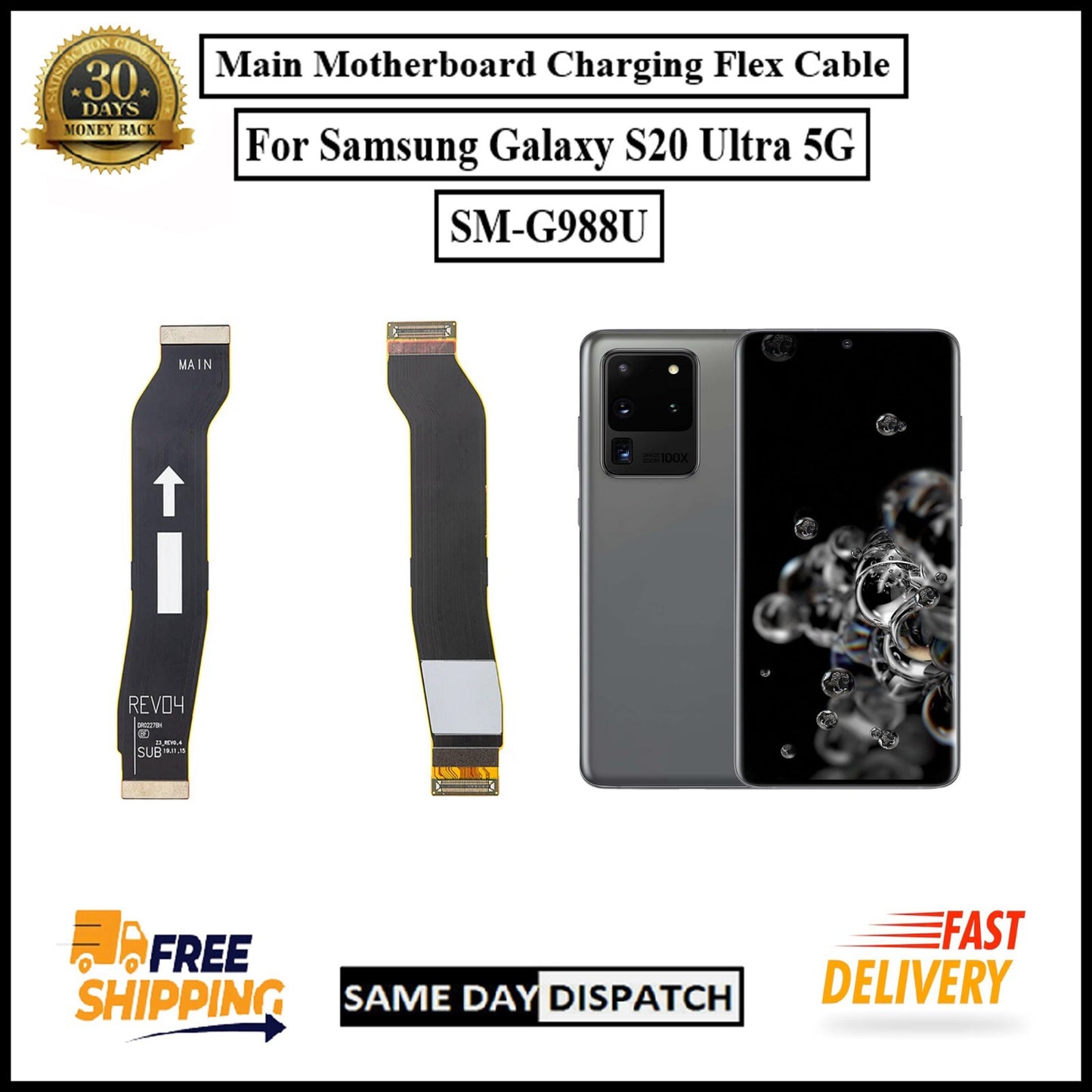 For Samsung Galaxy S20 Ultra 5G Main Motherboard Charging Flex Cable Replacement