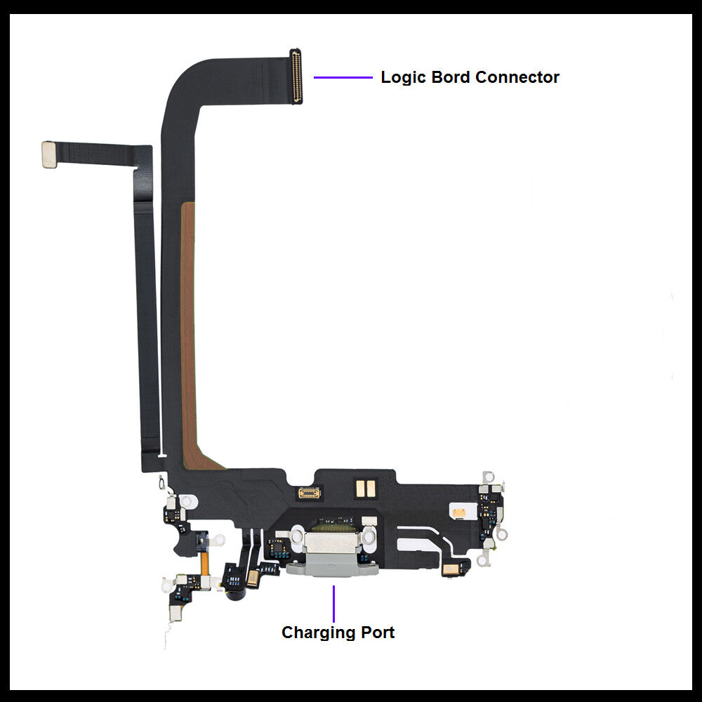For i Phone 13 Pro Max Original Charging Port Flex ( Black/White)