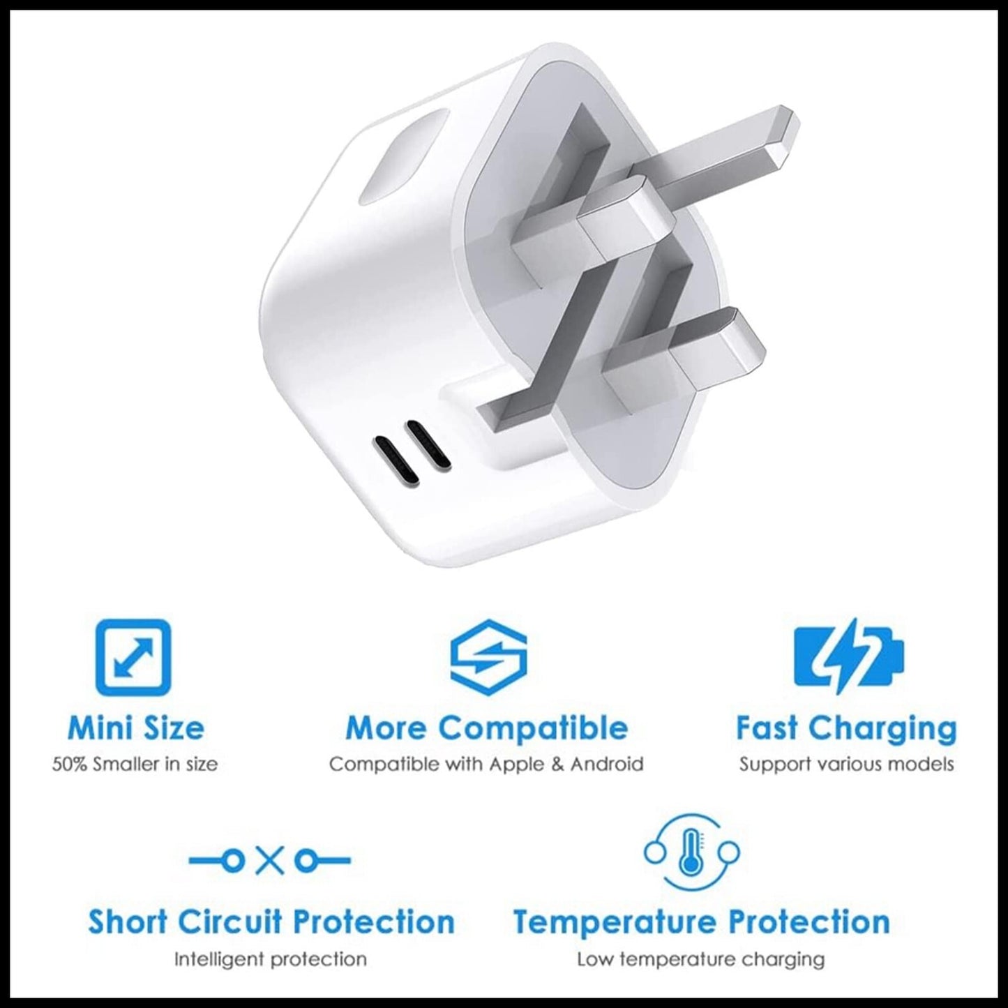 For Earldom Dual Interface PD 50W & Dual Type C Fast Wall Charging Adapter