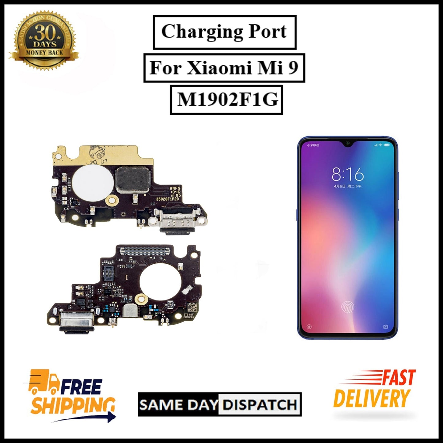 For Xiaomi Mi 9 ( M1902F1G ) Charging Port Board Connector Replacement