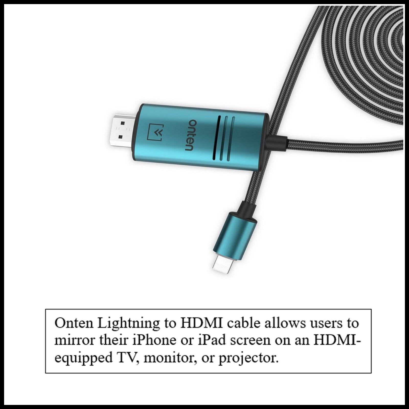 For Onten  iPhone to HDMI Cable Connector Adapter Screen Mirroring-2M