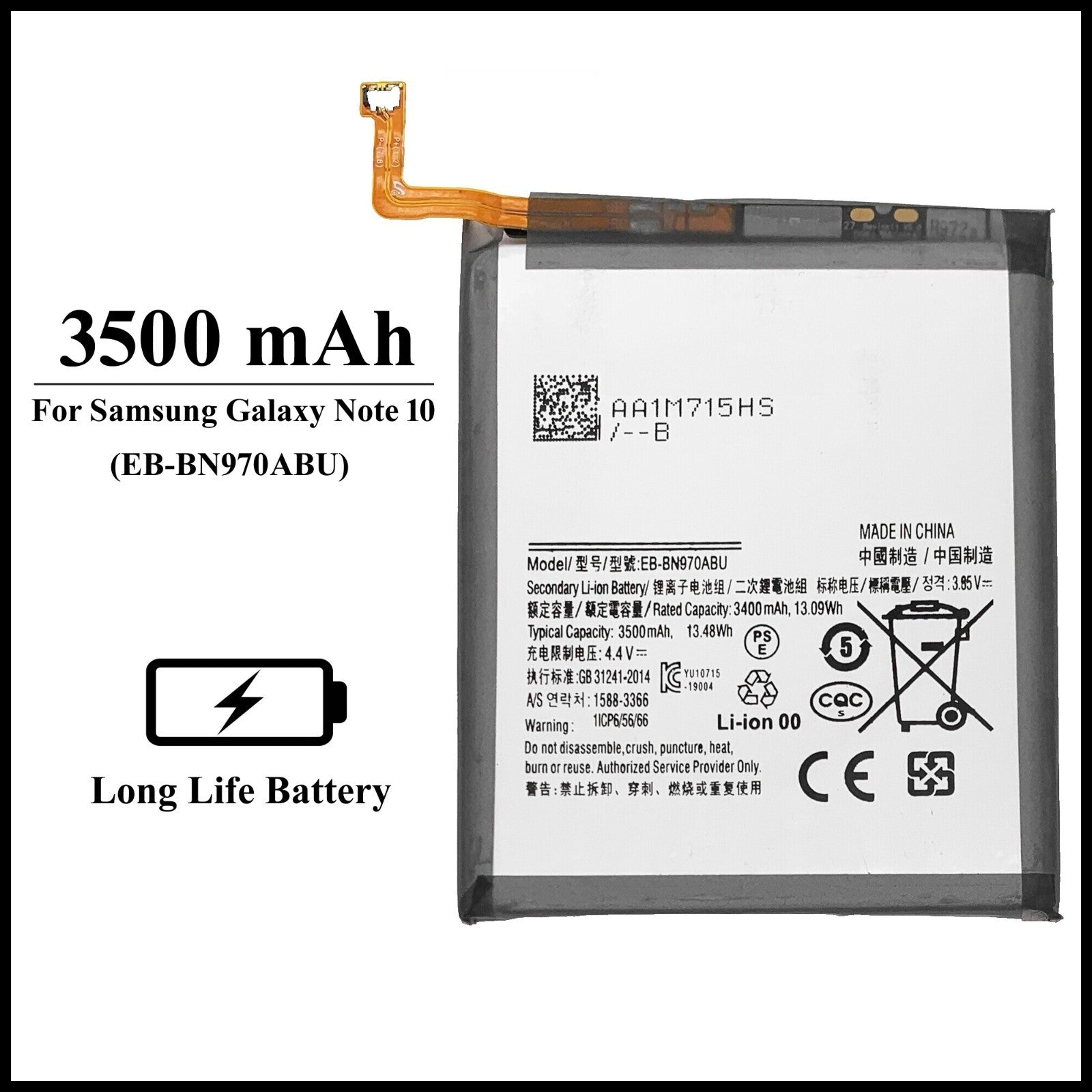 For Samsung Galaxy Note 10 ( SM-N970F ) 3500mAh+ Internal Replacement Battery