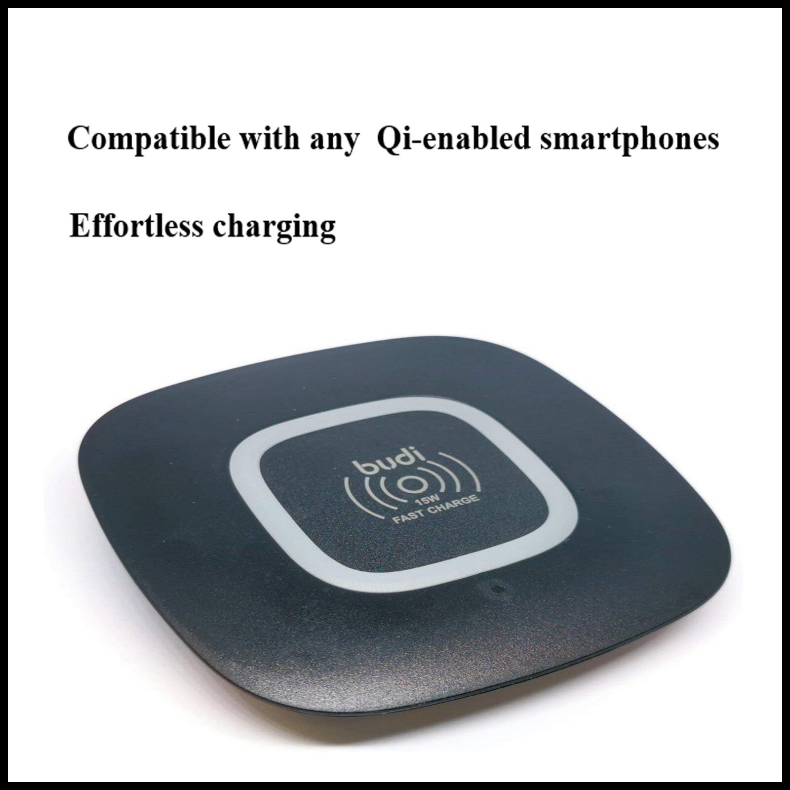 For Budi Wireless Charger Fast Charging Pad 15W/10W/7.5W/5W With Dual USB Ports