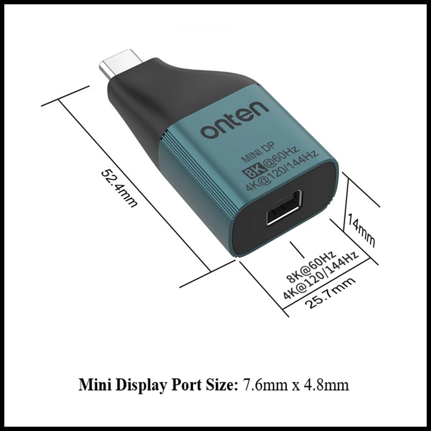 For Onten OTN-UC103M USB-C Male To Mini DP (Display Port) Female Adapter