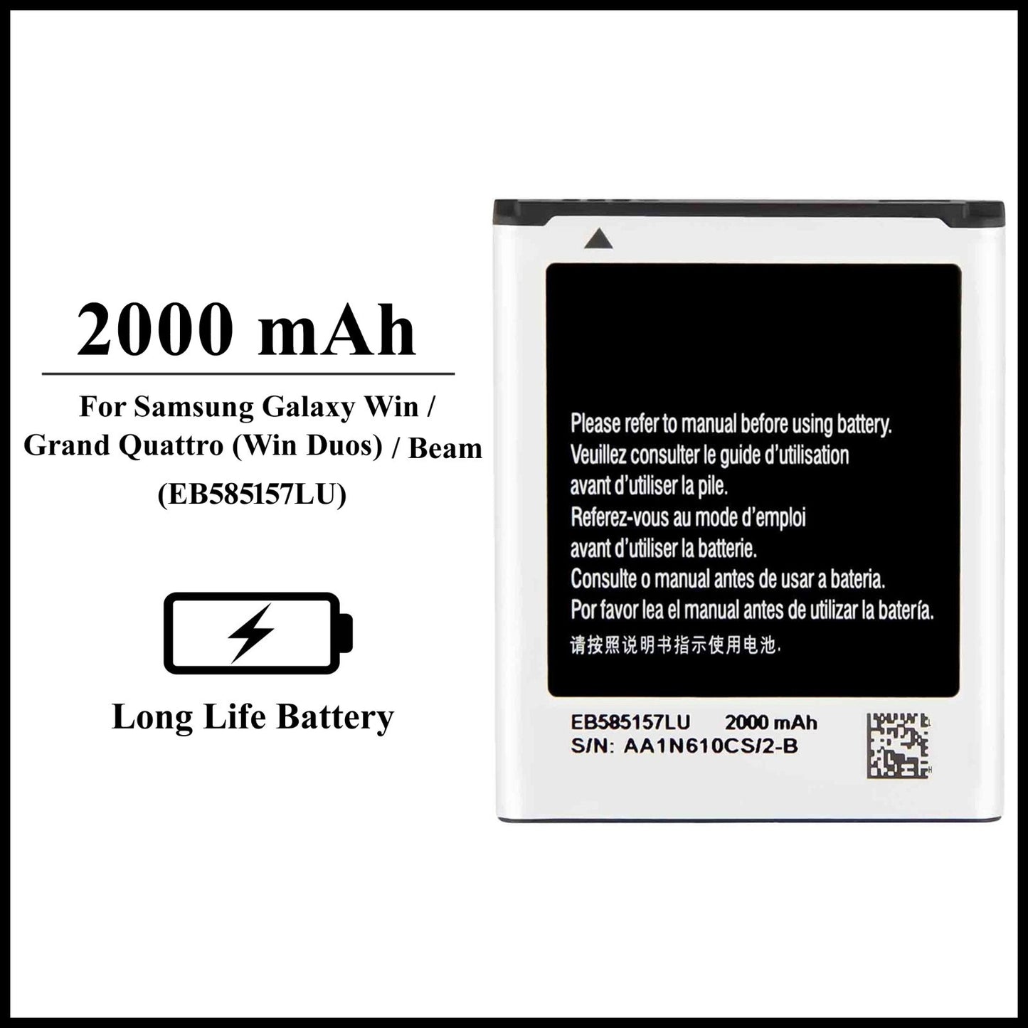 For Samsung Galaxy GT-I8550 /I8552 /I8530 2000mAh+ Internal Replacement Battery