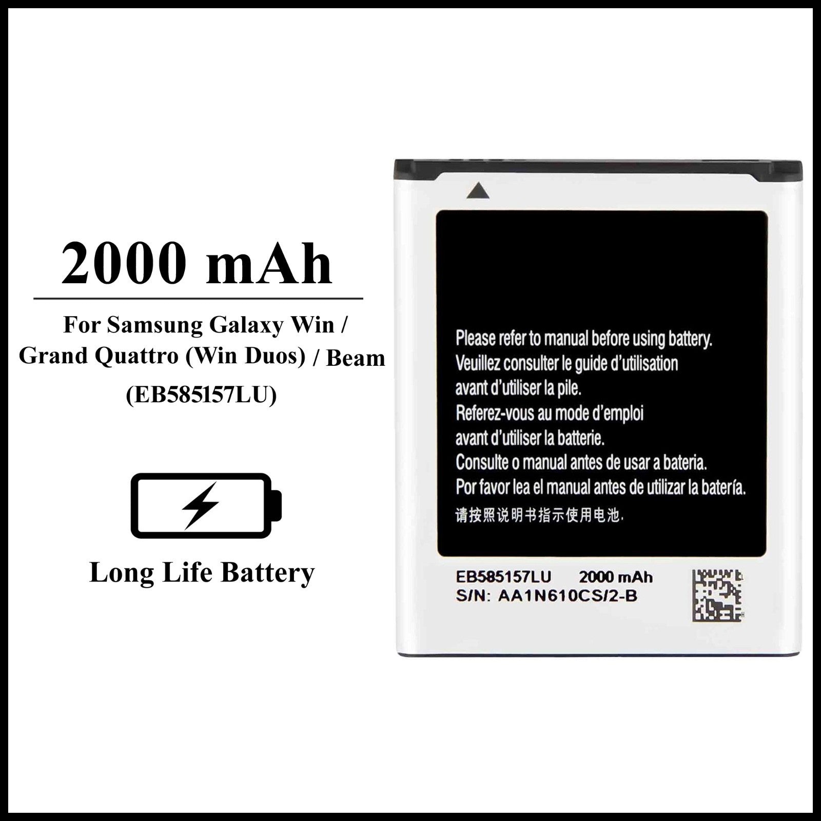 For Samsung Galaxy GT-I8550 /I8552 /I8530 2000mAh+ Internal Replacement Battery