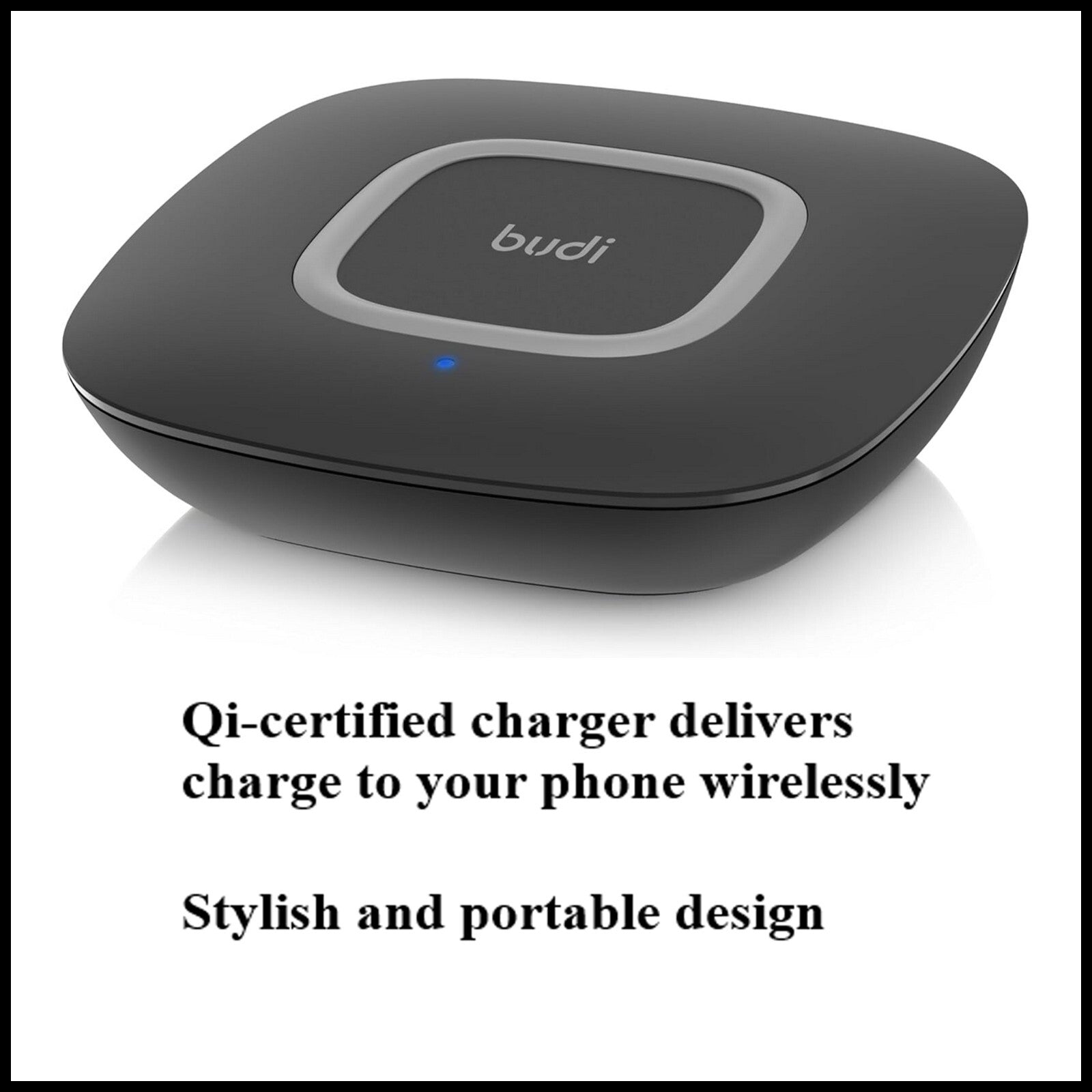For Budi Wireless Charger Fast Charging Pad 15W/10W/7.5W/5W With Dual USB Ports