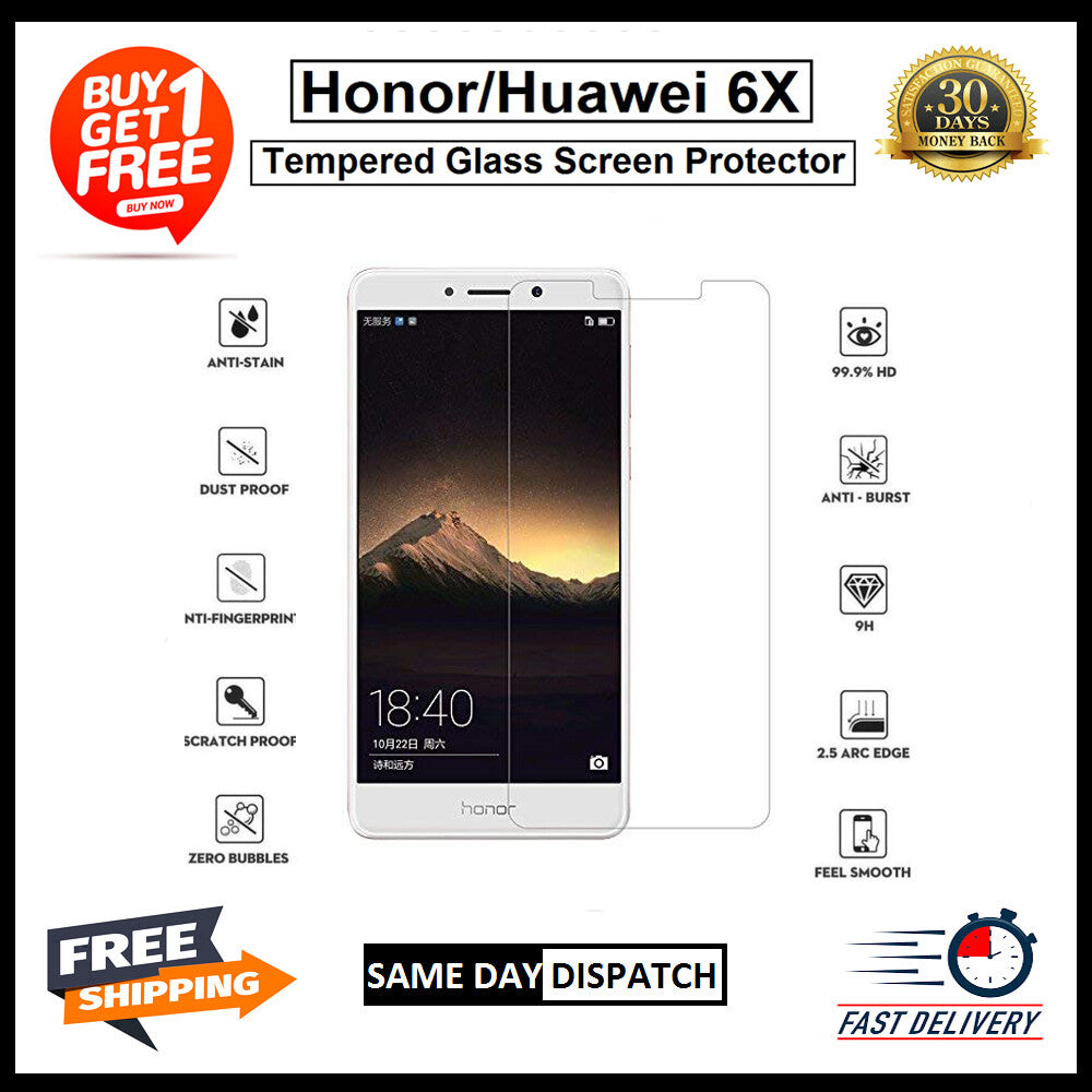 2 Pack Huawei Honor 6X 7X 8X 9X 10 8S 7A / Mate 10 Lite Tempered Glass Protector