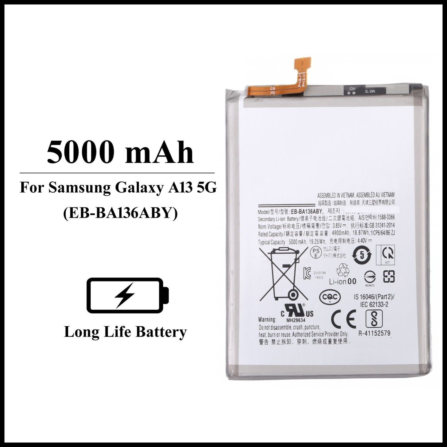 For Samsung Galaxy A13 5G / ( SM-A136U ) 5000mAh+ Internal Replacement Battery