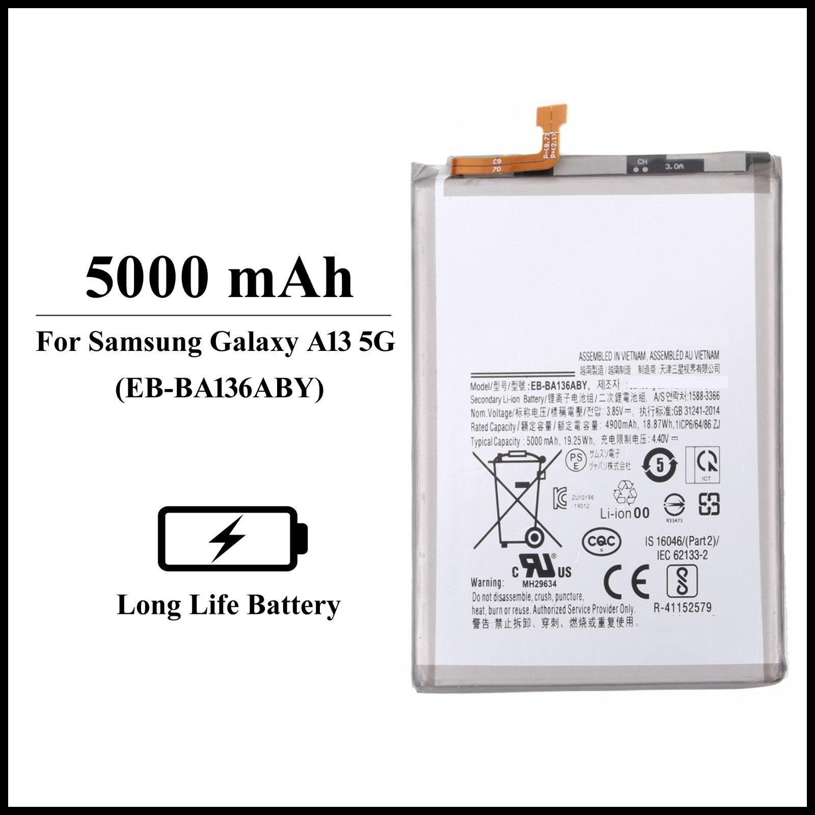 For Samsung Galaxy A13 5G / ( SM-A136U ) 5000mAh+ Internal Replacement Battery