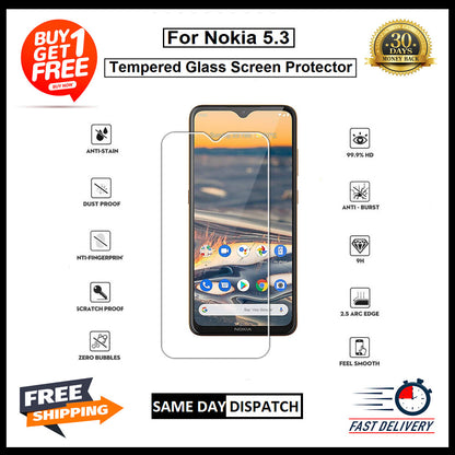 2X For Nokia 2.3/2.4/3.1/3.2/3.4/4.2/5.3/6.2/7.1/7.2/8.1Tempered Glass Protector