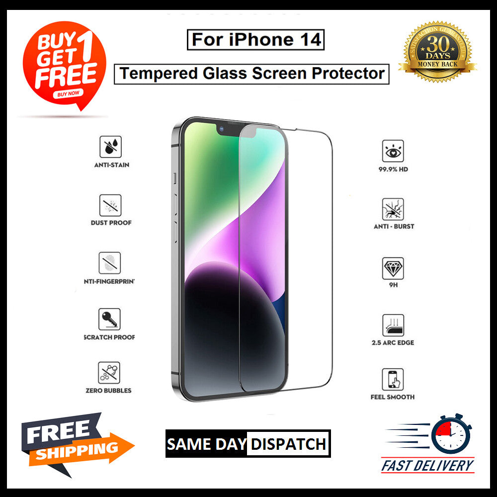 2 Pack Of For iPhone 14 Plus / 14 / 14 Pro / 14 Pro max Tempered Glass Protector