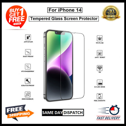 2 Pack Of For iPhone 14 Plus / 14 / 14 Pro / 14 Pro max Tempered Glass Protector