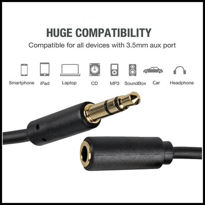 For 3.5mm Plug to Socket Lead Stereo AUX Headphone Extension Fast Cable (3M)