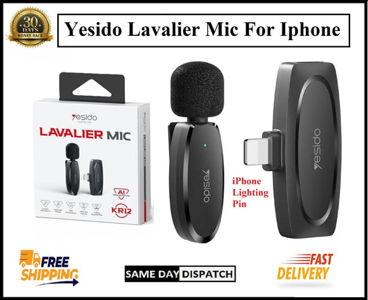 For YESIDO Lavalier Wireless For iPhone Lighting Microphone For Recording Vlog