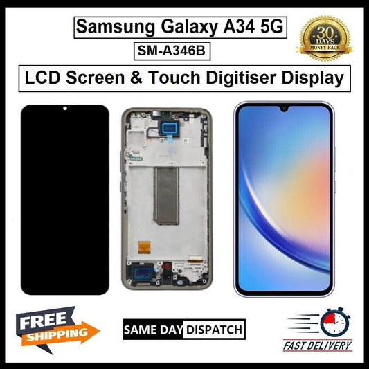 For Samsung Galaxy A34 5G (A346B) Black Screen Touch Replacement LCD