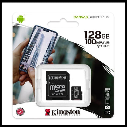 Kingston Micro SD 128 GB Memory Card & Adapter & Class 10 & A1