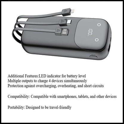 For Budi  10000 mAh Quick Charge Power Bank PD 20W+QC3.0 With Cable