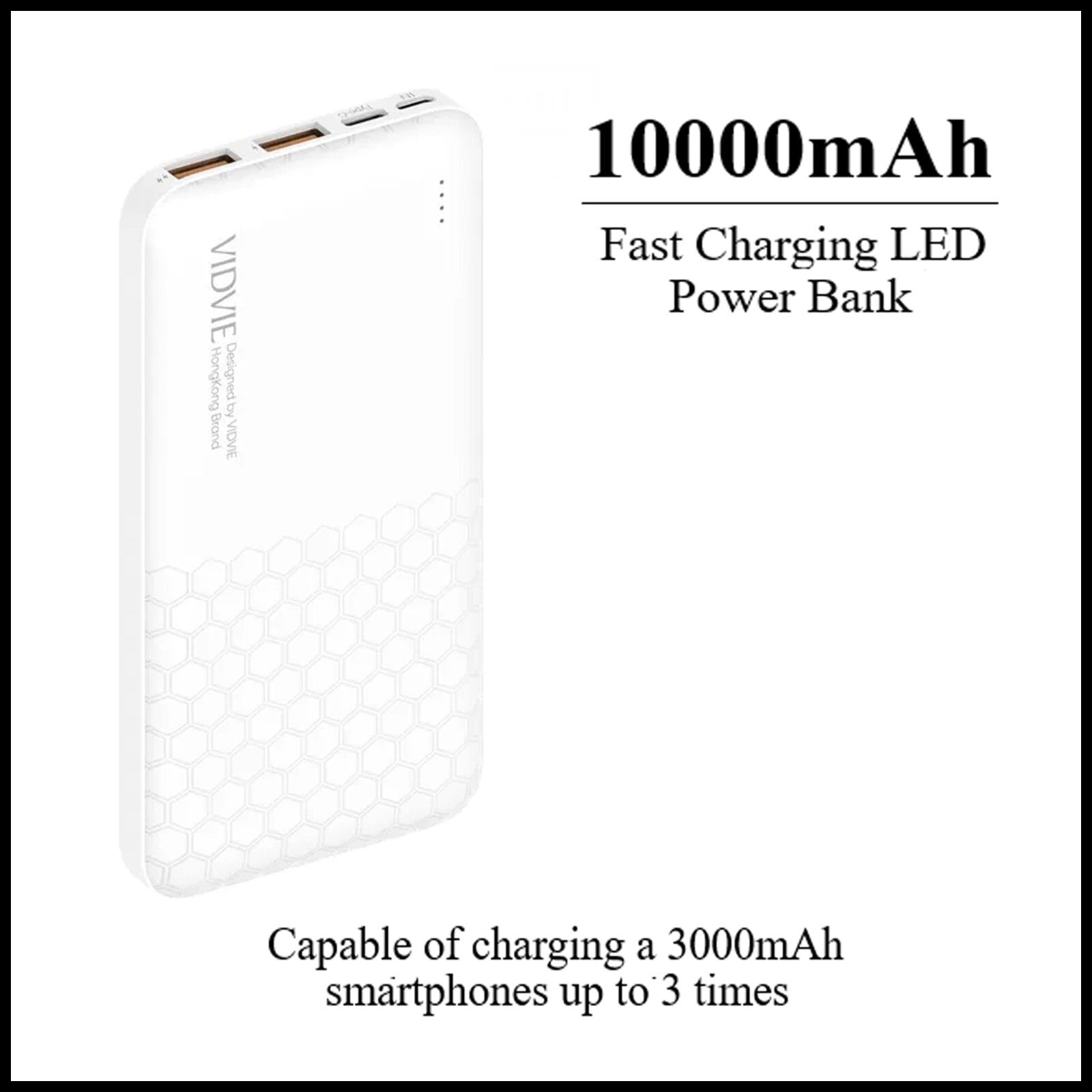 For Vidvie (PB772) 10000mAh LED Power Bank Fast Charging