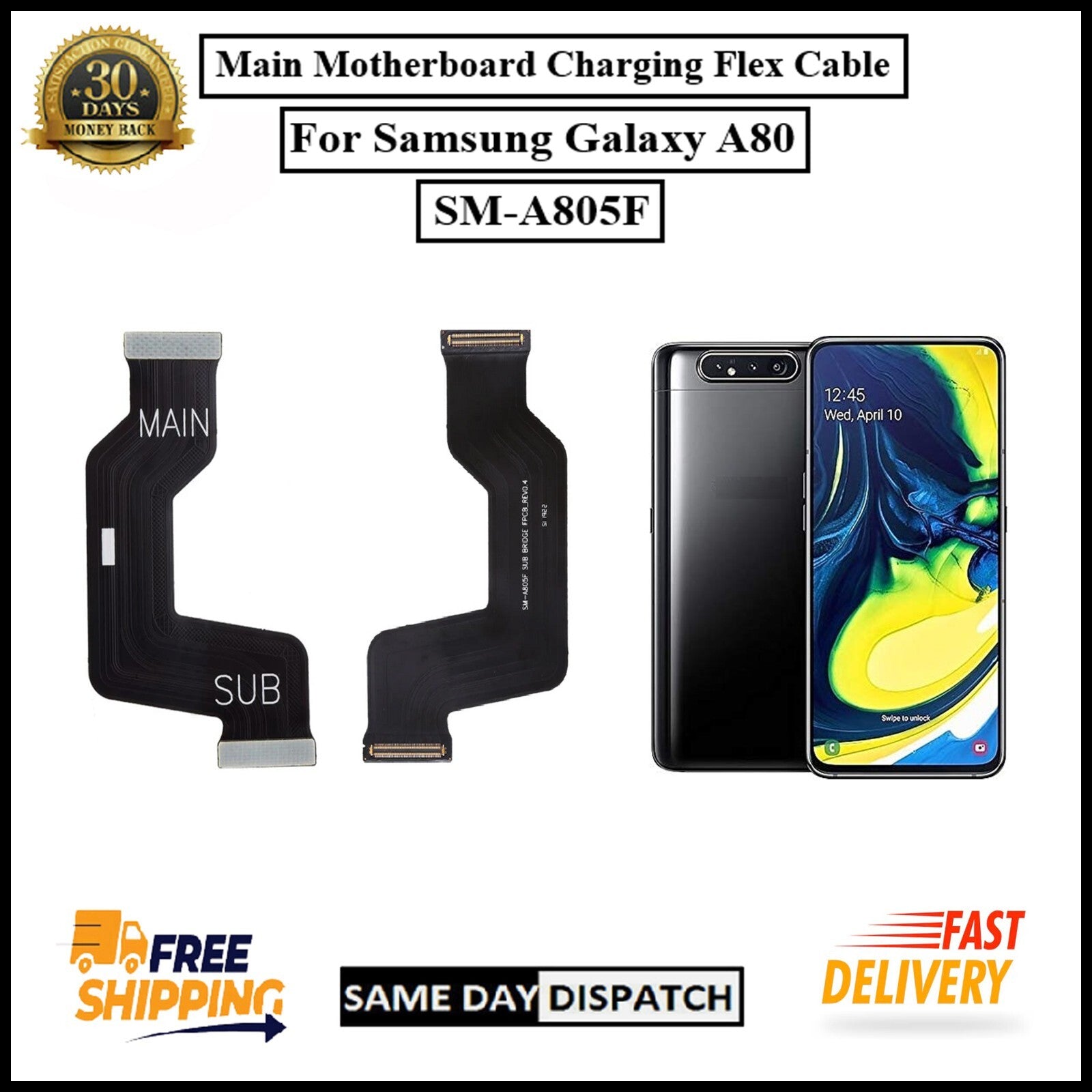 For Samsung Galaxy A80/SM-A805F Main Motherboard Charging Flex Cable Replacement