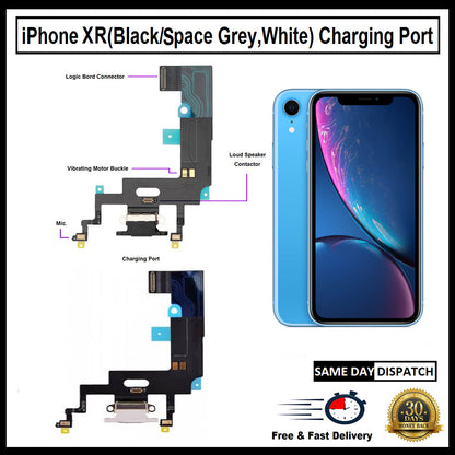 For  iPhone Genuine XR Charging Port Flex (Black/Grey/White) With Mic 
