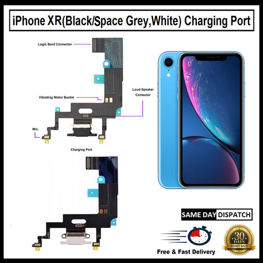 For  iPhone Genuine XR Charging Port Flex (Black/Grey/White) With Mic 