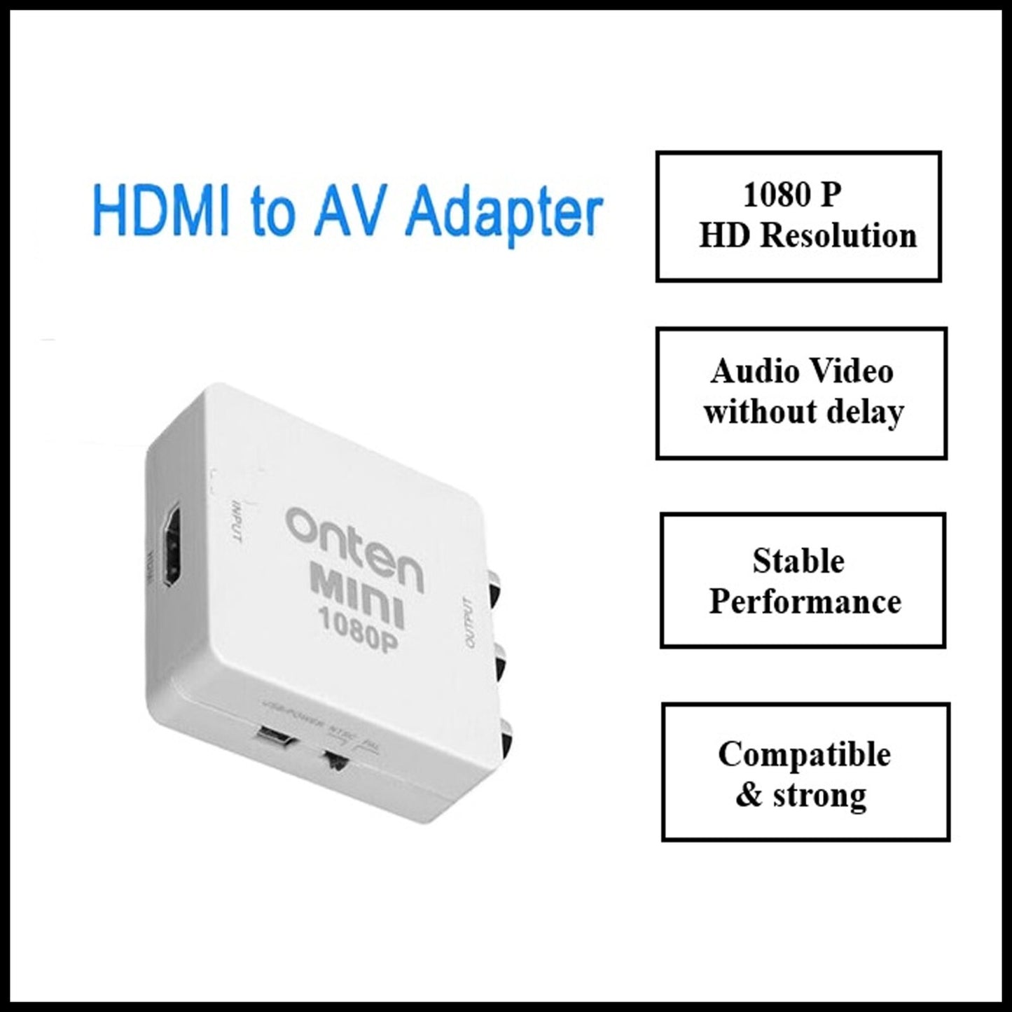 For ONTEN Mini HDMI to RCA Audio Video CVBS Adapter Converter For HDTV/DVD 1080P