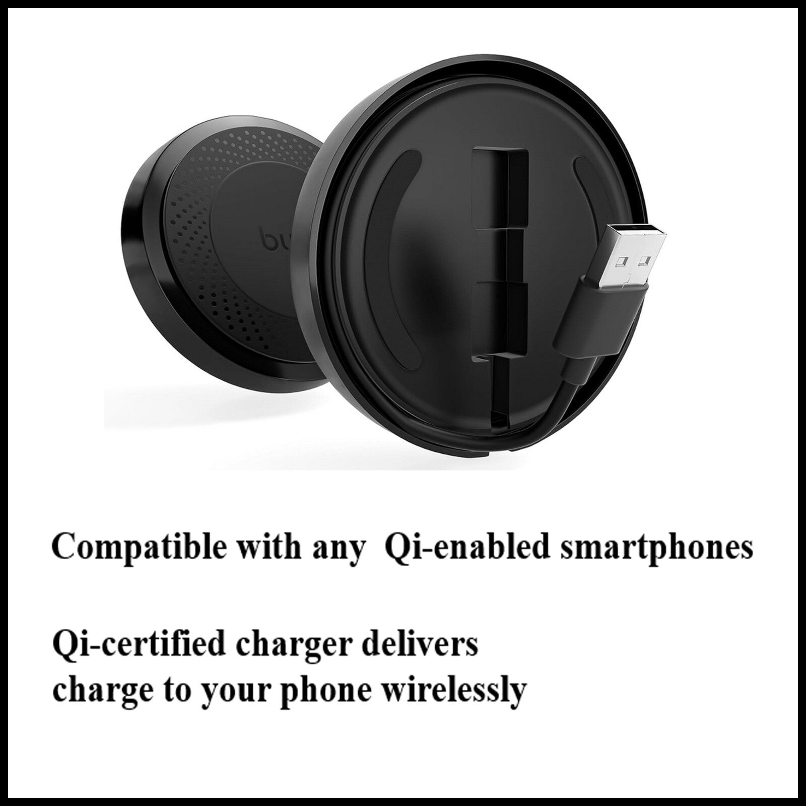 For Budi 10W Wireless Charger Pad For Mobile Devices-Qi Fast Charging USB