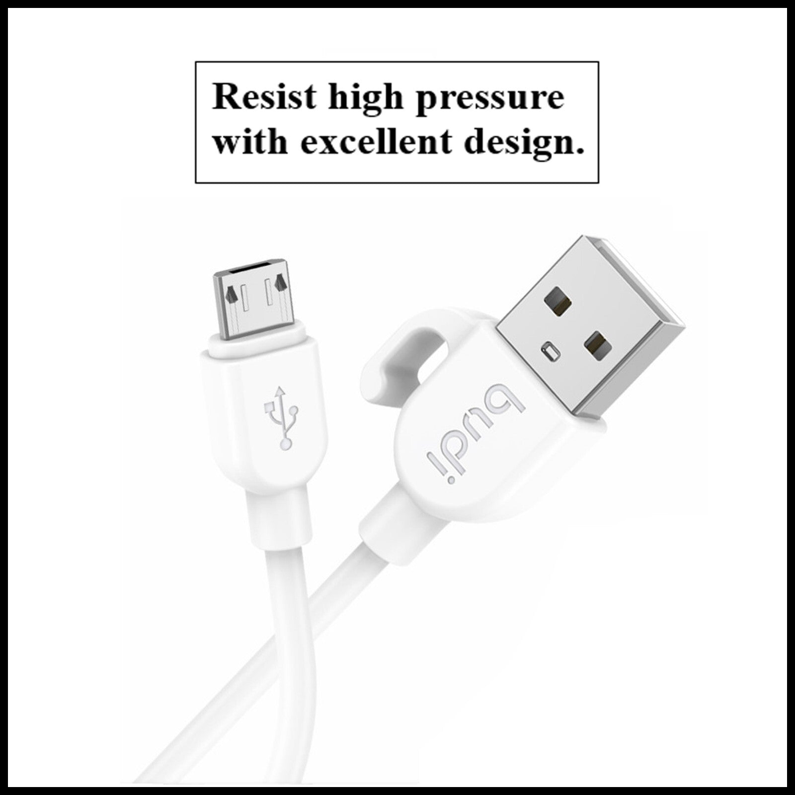 For Budi Micro to USB Fast Charging Cable For Android & Mobile Device 1M