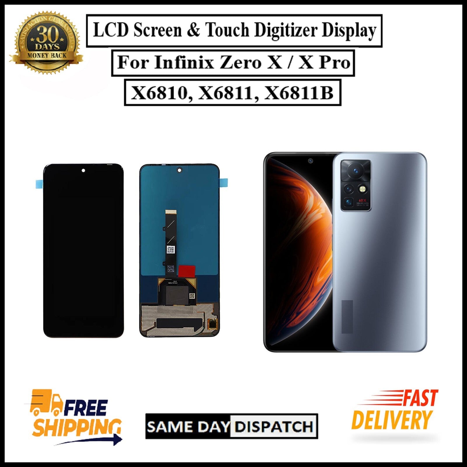 For Infinix Zero X / X Pro/X6810 X6811 X6811B LCD Display Screen Touch Digitizer
