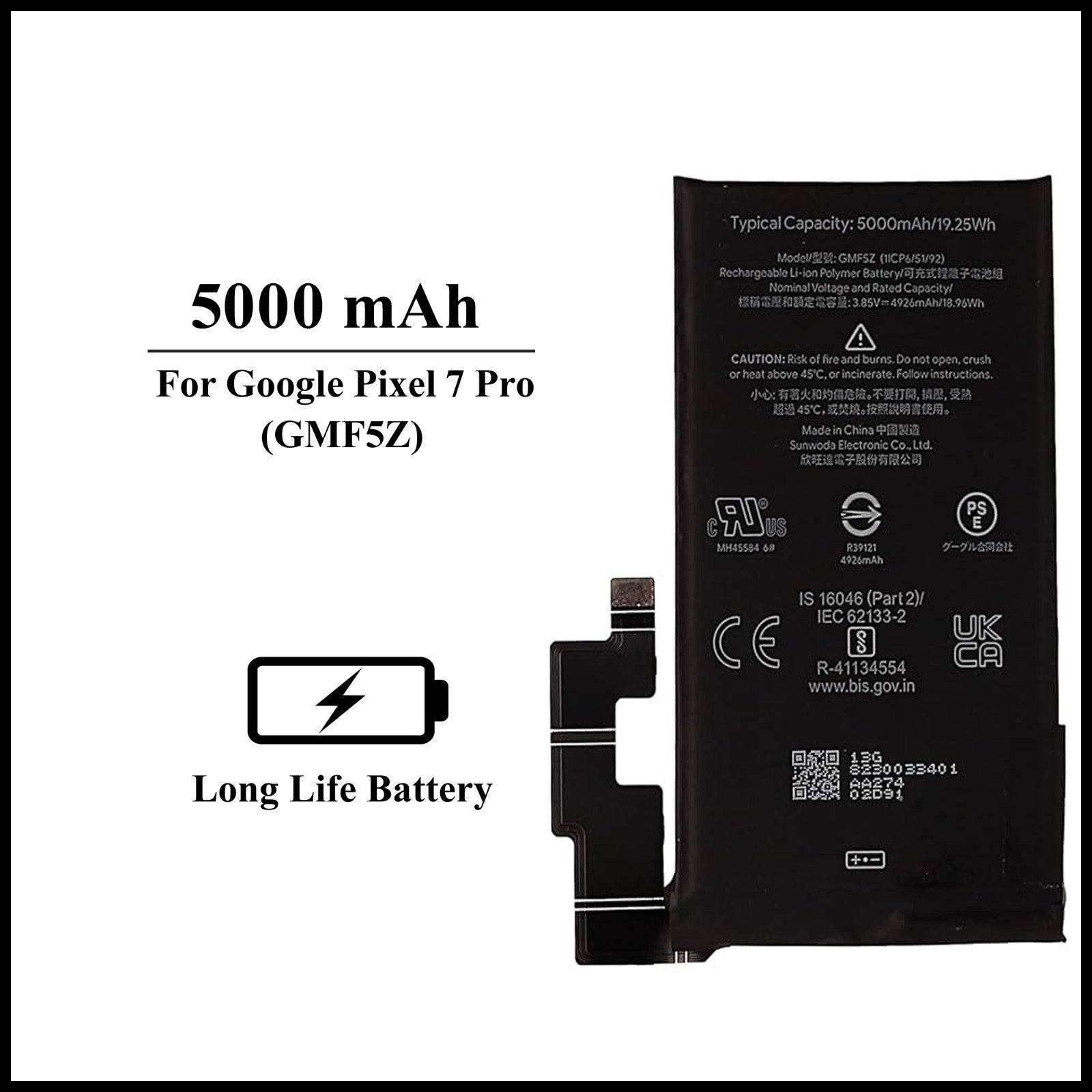 For Google Pixel 7 Pro (GMF5Z) 5000mAh+ Internal Replacement Battery
