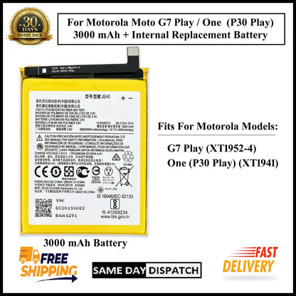 Motorola Moto G7 Play/One (P30 Play) JE40 3000mAh+ Internal Replacement Battery