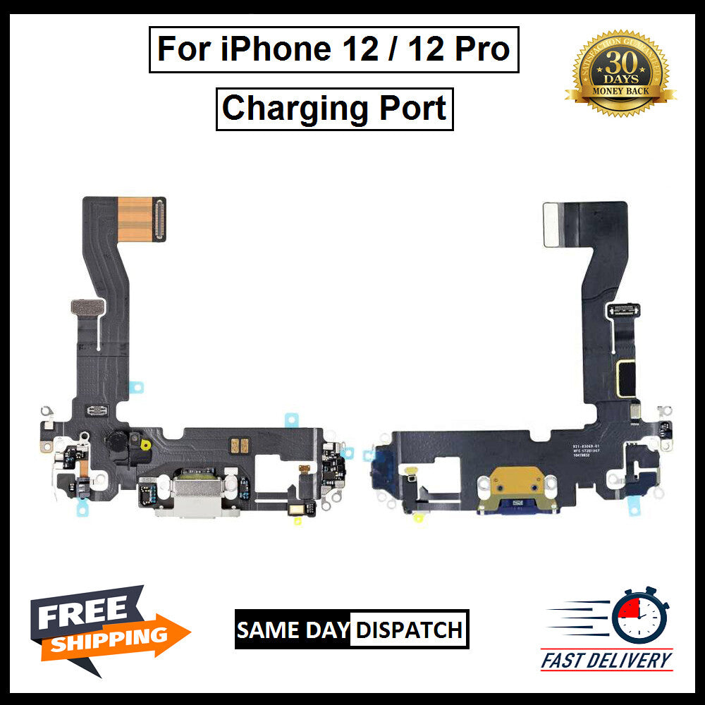 For i Phone 12 / 12 Pro Original Charging Port Flex ( Black/White) 