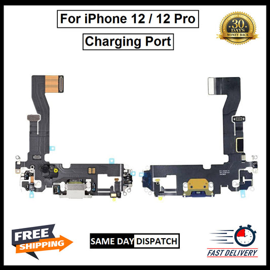For i Phone 12 / 12 Pro Original Charging Port Flex ( Black/White) 